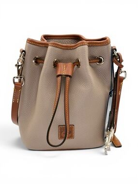 Dooney & Bourke Women's Taupe Pebble Grain Drawstring Bucket Bag Small